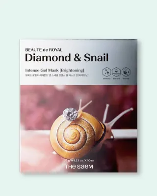 Гелевые маски для лица The Saem Beaute de Royal Diamond & Snail Intense Gel Mask, с муцином улитки, 10 шт по 35 г