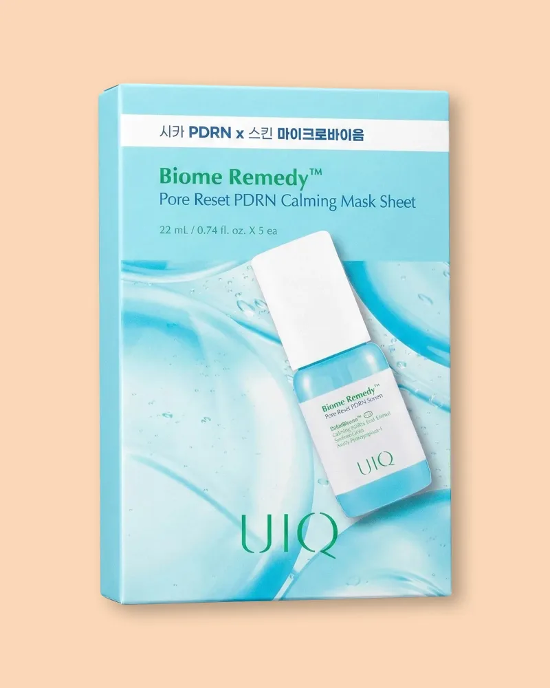 Тканевые маски для лица UIQ Biome Remedy Pore Reset PDRN Calming Mask Sheet, с PDRN, сужающие поры, 5 шт по 22 мл