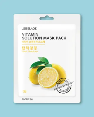 Тканевая маска для лица Lebelage Vitamin Solution Mask, тонизирующая, с экстрактом лимона, 23 мл x 10 шт