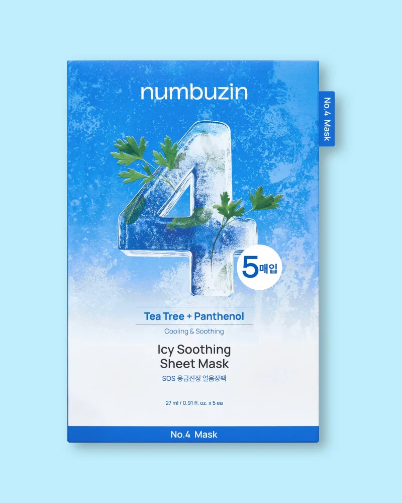 Тканевая маска для лица Numbuzin No.4 Icy Soothing Sheet Mask охлаждающая, успокаивающая, 27 г × 5 шт