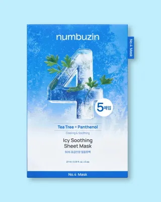 Тканевая маска для лица Numbuzin No.4 Icy Soothing Sheet Mask охлаждающая, успокаивающая, 27 г × 5 шт