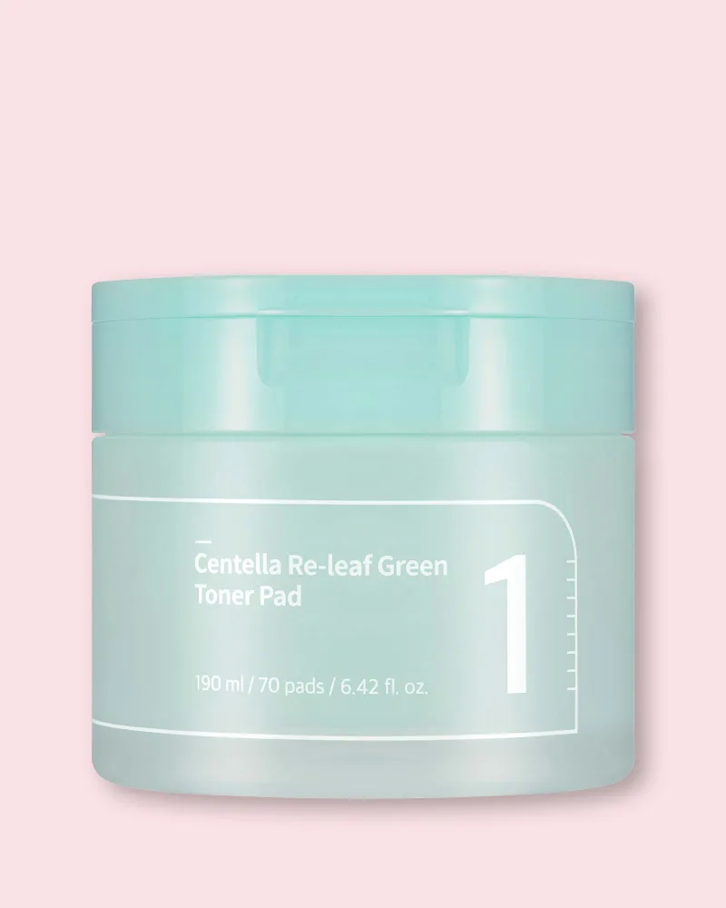 Тонизирующие пэды для лица Numbuzin No.1 Centella Re-Leaf Green Toner Pad с центеллой азиатской, 70 шт, 190 мл