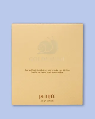 Гидрогелевая маска для лица Petitfee & Koelf Gold & Snail Hydrogel Mask Pack с золотом и муцином улитки, 30 г × 5 шт