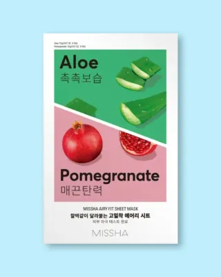 Тканевые маски для лица Missha Airy Fit Sheet Mask Aloe + Pomegranate, увлажняющие, 19 г x 10 шт