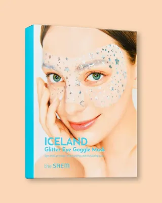 Патчи для кожи вокруг глаз The Saem Iceland Glitter Eye Goggle Mask, увлажняющие, с блёстками, 10 шт по 10 мл