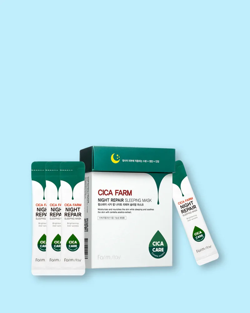 Ночная маска для лица Farmstay Cica Farm Night Repair Sleeping Mask восстанавливающая, с центеллой, 4 мл * 20 шт