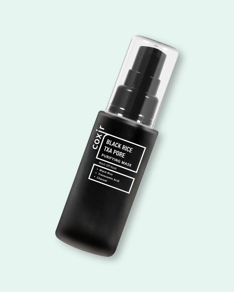 Смываемая маска для лица Coxir Black Rice TXA Pore Purifying Mask очищает поры, осветляет, 50 мл