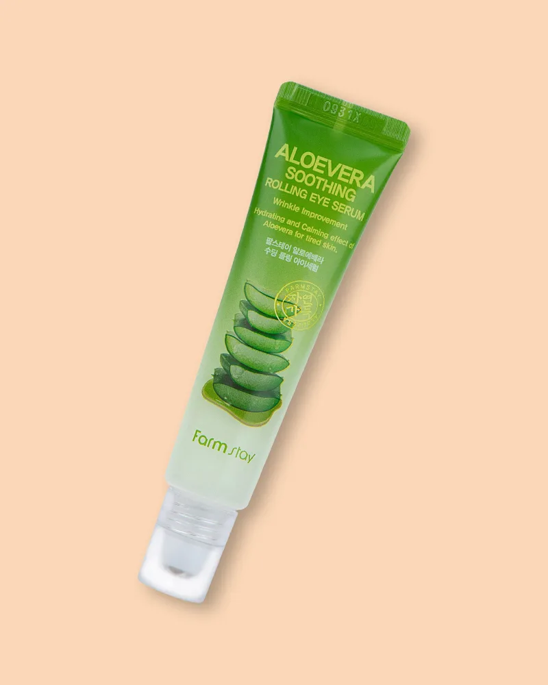 Сыворотка-роллер для кожи вокруг глаз Farmstay Aloe Vera Soothing Rolling Eye Serum, увлажняющая, с алоэ, 25 мл