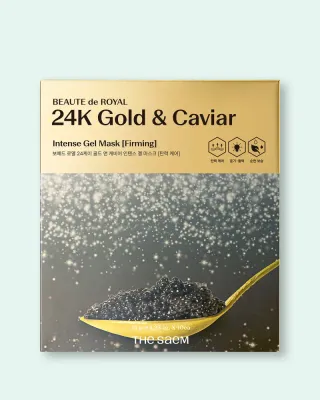 Гелевые маски для лица The Saem Beaute de Royal 24K Gold & Caviar Intense Gel Mask, с золотом и икрой, 10 шт по 35 г