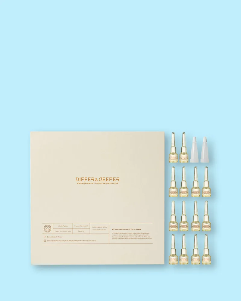 Ампулы-бустер для лица Differ & Deeper Brightening & Toning Skin Booster, для сияния, выравнивают тон, 2 мл × 14 шт