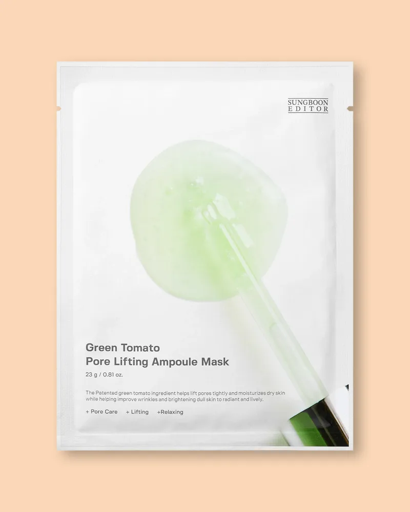 Тканевые маски для лица Sungboon Editor Green Tomato Pore Lifting Ampoule Mask, для сужения пор, 10 шт по 23 г