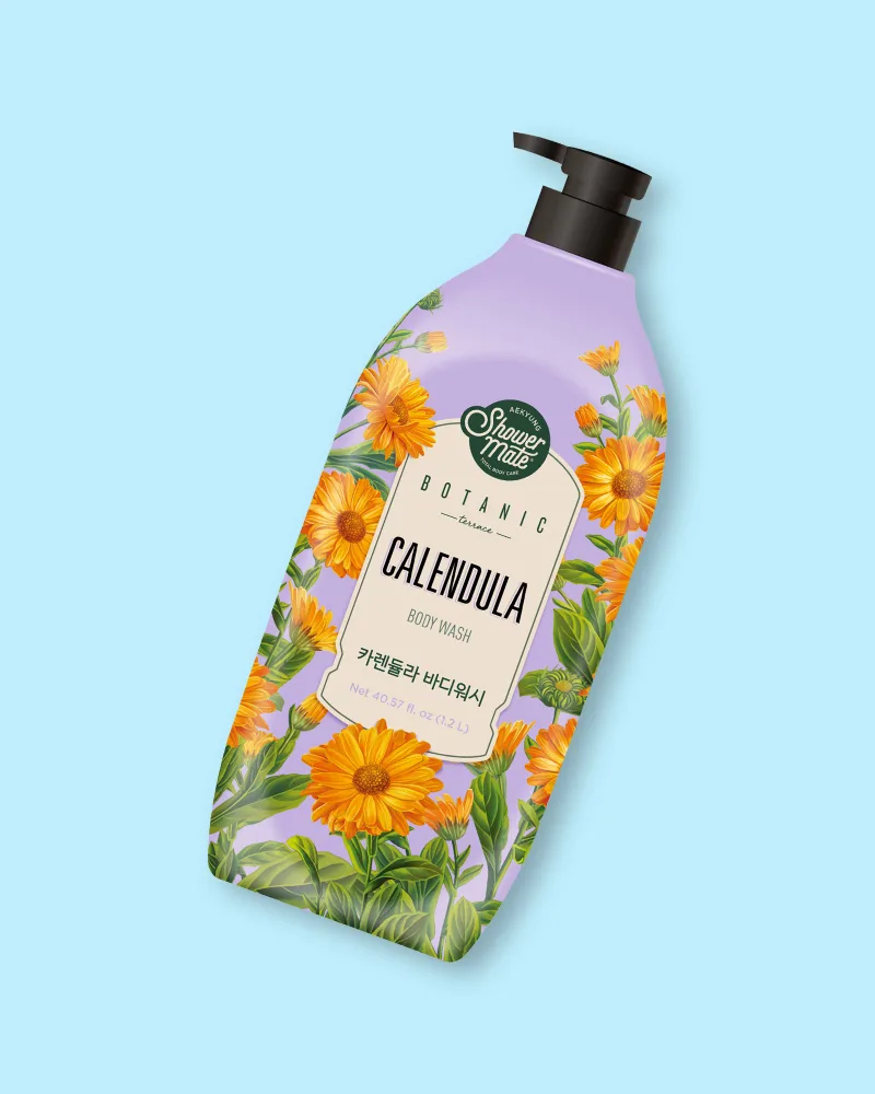 Гель для душа Shower Mate Botanic Terrace Calendula Body Wash, календула, успокаивающий, 1.2 л