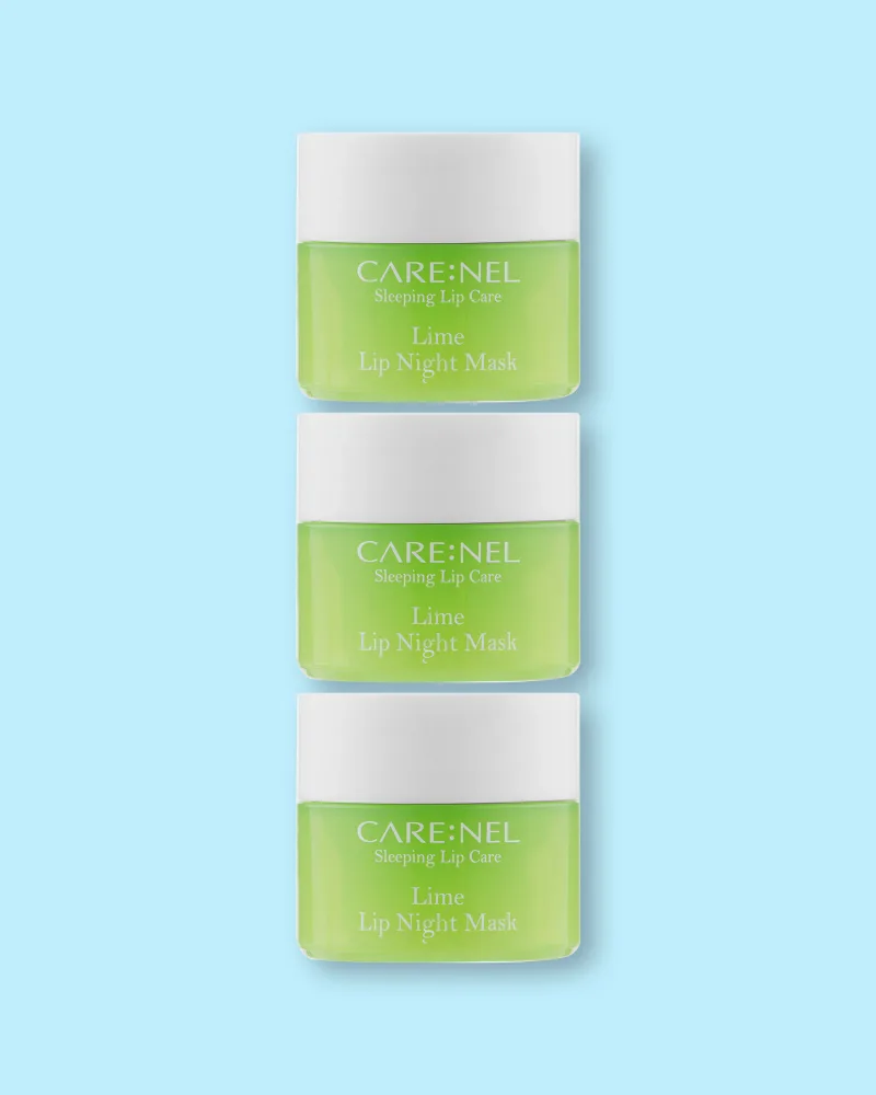 Ночная маска для губ Care:Nel Lime Lip Night Mask с лаймом, для сухих губ, 3 шт. по 5 г