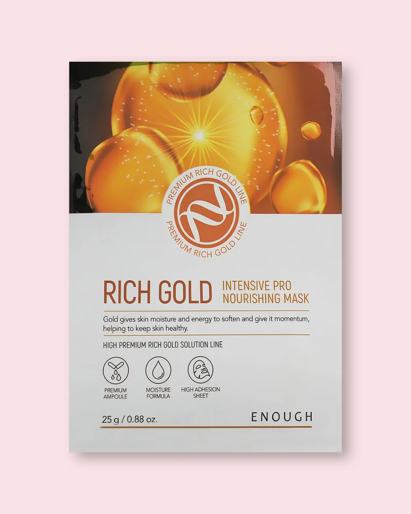 Тканевая маска для лица Enough Rich Gold Intensive Pro Nourishing Mask питательная, с аминокислотами, 25 г, 10 шт