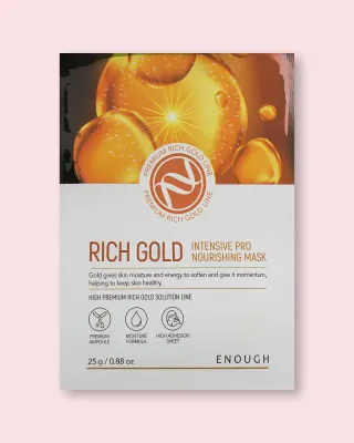 Тканевая маска для лица Enough Rich Gold Intensive Pro Nourishing Mask питательная, с аминокислотами, 25 г, 10 шт