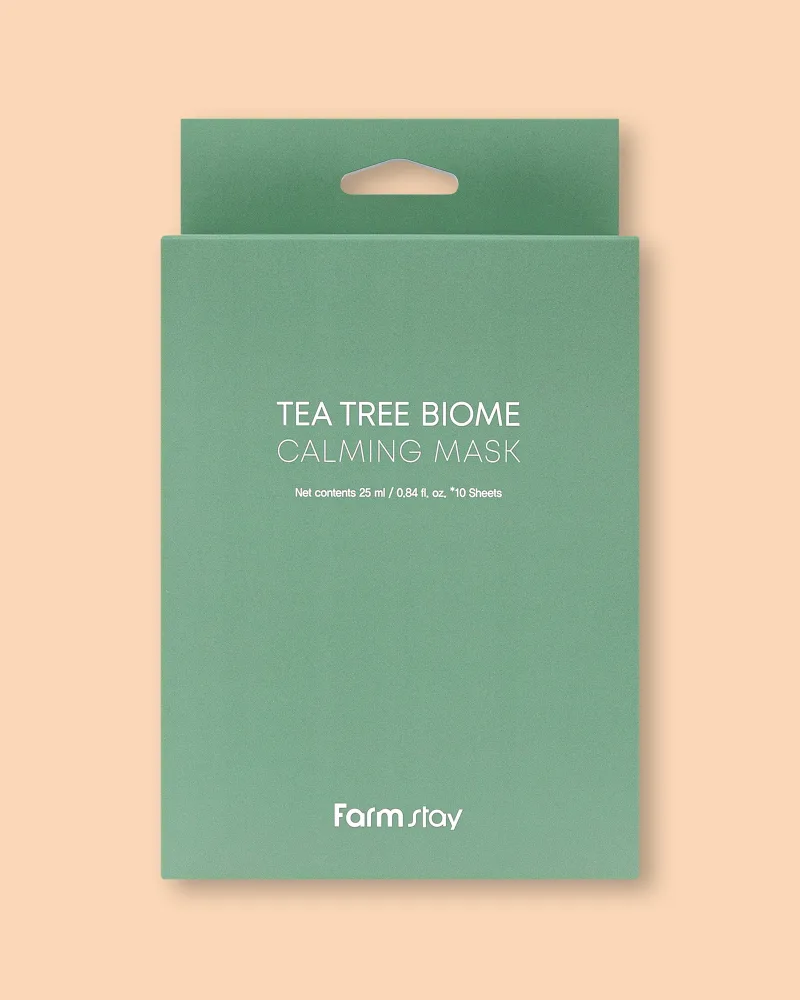 Тканевая маска для лица Farmstay Tea Tree Biome Calming Mask успокаивающая, с чайным деревом, 25 мл * 10 шт
