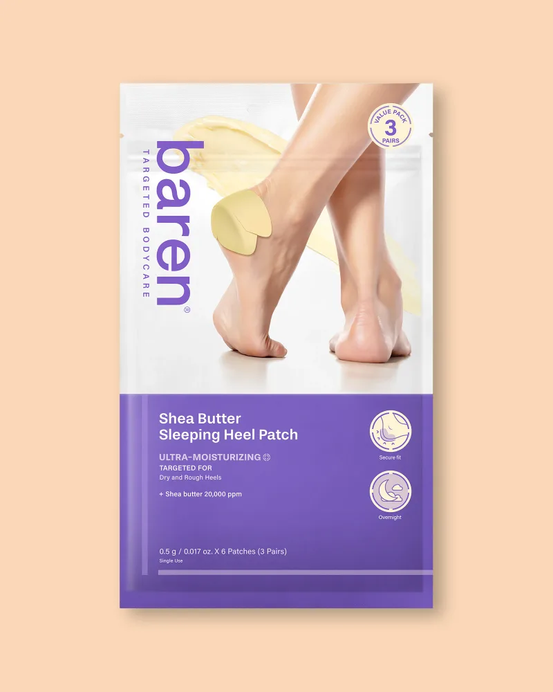 Патчи для пяток Baren Shea Butter Sleeping Heel Patch, ночные, отшелушивающие, 6 шт