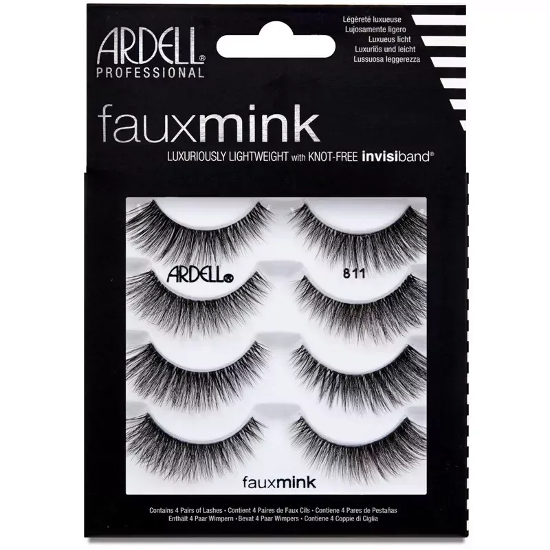 Накладные ресницы Ardell Faux Mink 4 Pack на прозрачной ленте, 4 пары, оттенок 811