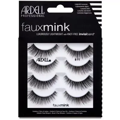 Накладные ресницы Ardell Faux Mink 4 Pack на прозрачной ленте, 4 пары, оттенок 811