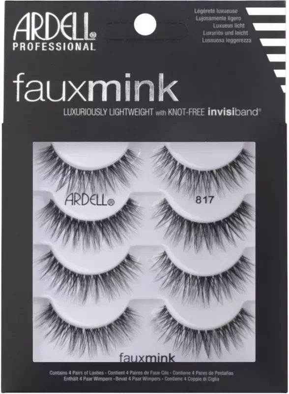 Накладные ресницы Ardell Faux Mink 4 Pack на прозрачной ленте, 4 пары, оттенок 817