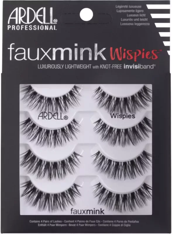 Накладные ресницы Ardell Faux Mink 4 Pack на прозрачной ленте, модель Wispies, 4 пары