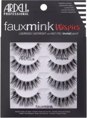 Накладные ресницы Ardell Faux Mink 4 Pack на прозрачной ленте, модель Wispies, 4 пары