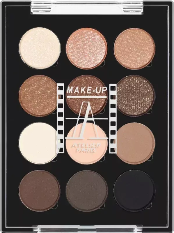 Палетка теней Make Up Atelier Paris Palette 12 Eyeshadow P12C ESN, 12 водостойких оттенков