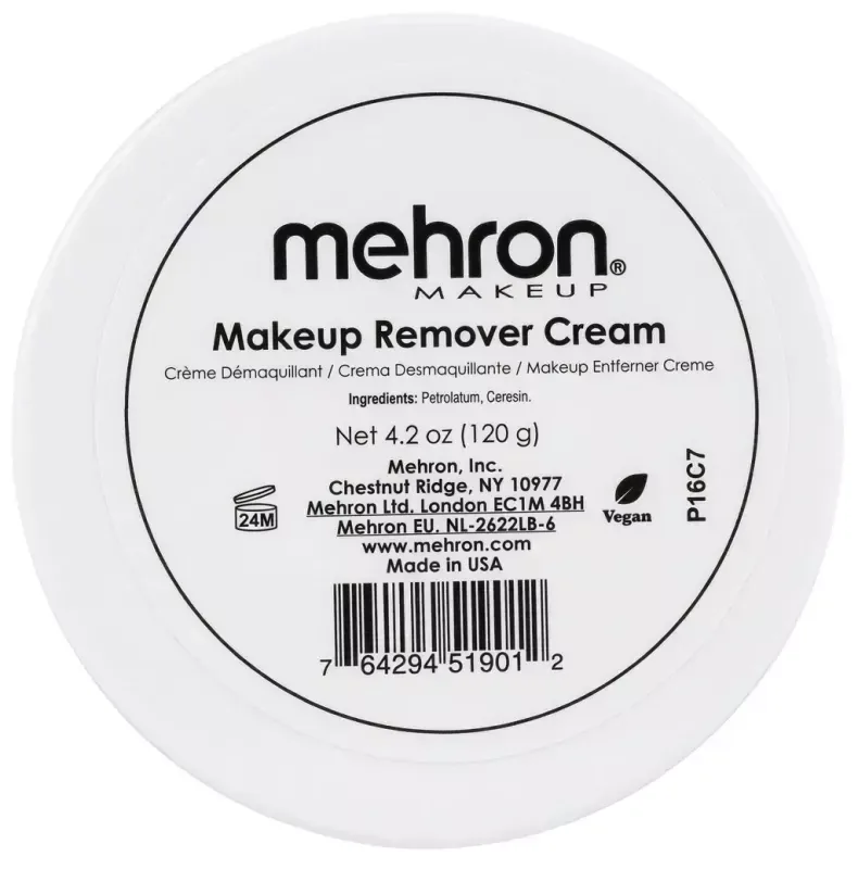 Крем для снятия макияжа Mehron Makeup Remover Cream, удаляет цветную косметику, 120 г
