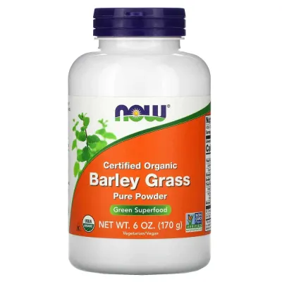 Порошок ячменной травы NOW Foods Certified Organic Barley Grass, органический