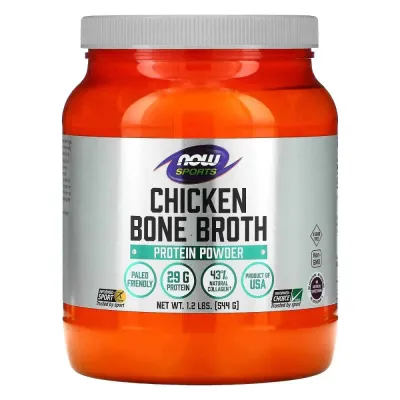 Белок из костного бульона NOW Sports Bone Broth Chicken, куриный, порошок, 544 г