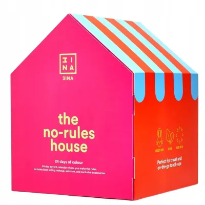 Адвент-календарь 3INA Makeup The No-Rules House, 18 мини-средств и 6 аксессуаров в кофре