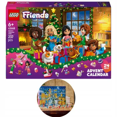 Адвент-календарь LEGO Friends 42668 2025, 237 деталей, 5 мини-кукол и 5 животных, от 6 лет