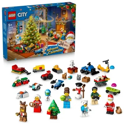 Адвент-календарь LEGO City 60475 2025, 186 деталей и 7 минифигурок, от 5 лет
