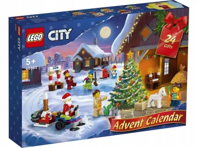 Адвент-календарь LEGO City 60352 2022, 287 деталей и минифигурка Санта-Клауса, от 5 лет, упаковка помята