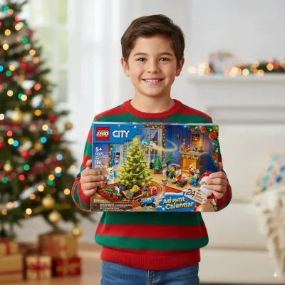 Адвент-календарь LEGO City 2025, минифигурки в зимних костюмах и игровой коврик, от 5 лет