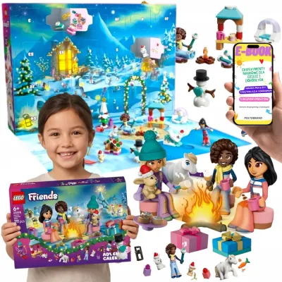Адвент-календарь LEGO Friends 42698 2026, 211 деталей, 3 мини-куклы и 6 зверюшек, от 6 лет