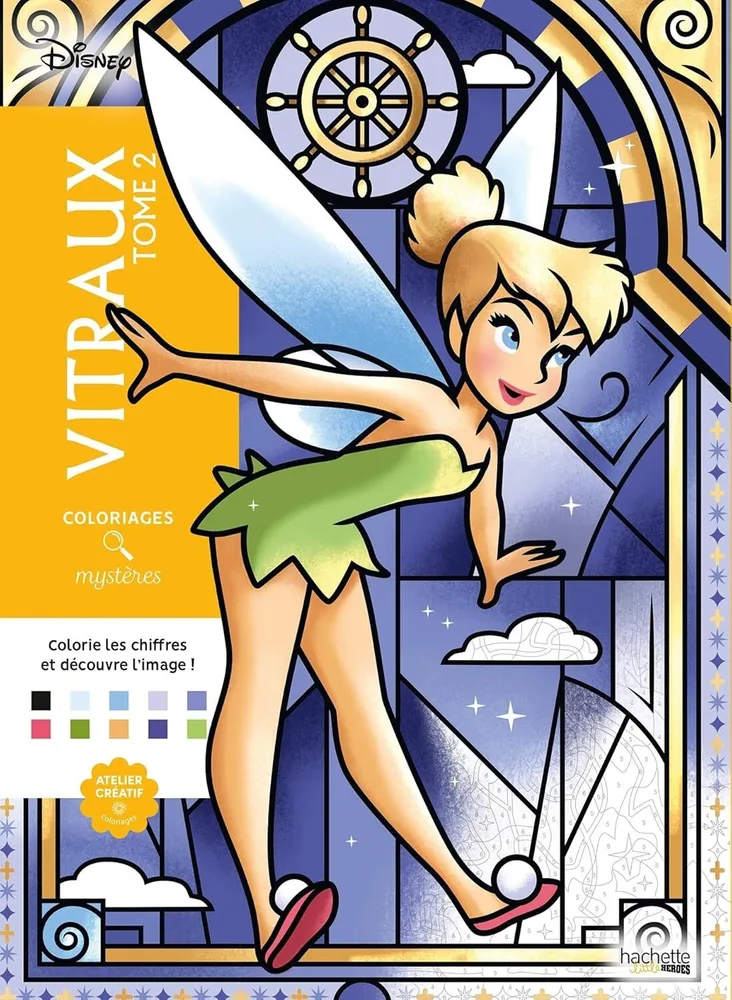 Раскраска по номерам Coloriages mystères Disney - Vitraux Tome 2, 128 стр. (предзаказ 20.08.2025)