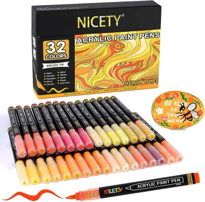 NICETY акриловые маркеры 1-5 мм, 32 шт, yellow
