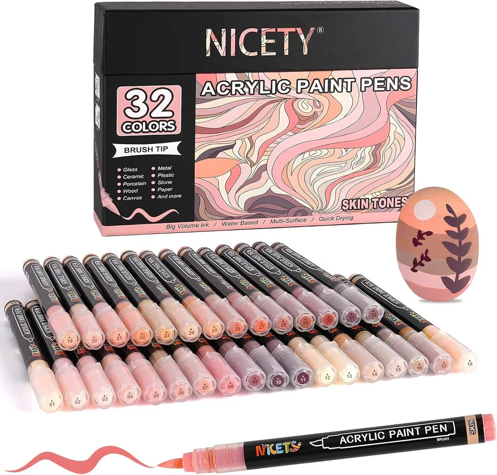 NICETY акриловые маркеры 1-5 мм, 32 шт, Skin