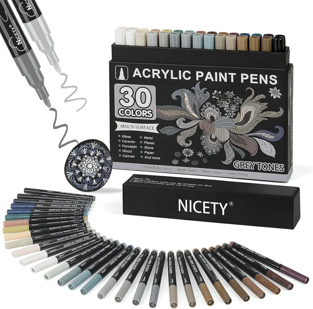 NICETY акриловые маркеры 0,7 мм, 30 шт, Grey