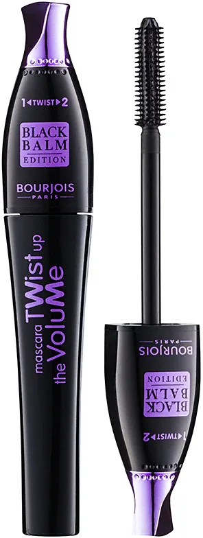 Bourjois Twist Up The Volume - Тушь для ресниц, увеличивающая объем с щеточкой 2 в 1, 8 мл, оттенок 22 Black Balm
