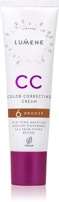 Lumene CC Color Correcting Cream - Корректирующий тональный крем, 30 мл, оттенок 6 Bronze (Neutral)