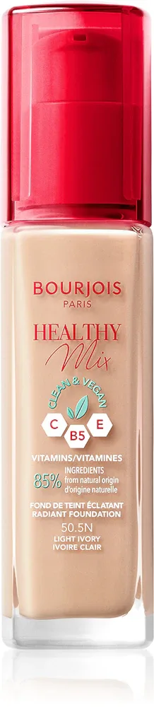 Bourjois Healthy Mix - Розовый осветляющий увлажняющий тональный крем на 24 часа, 30 мл, оттенок 50.5N Light Ivory