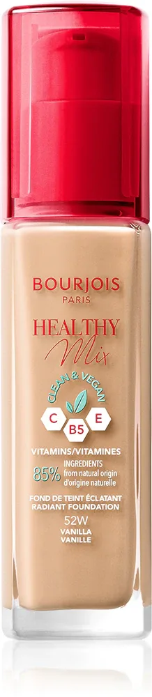 Bourjois Healthy Mix - Розовый осветляющий увлажняющий тональный крем на 24 часа, 30 мл, оттенок 52W Vanilla