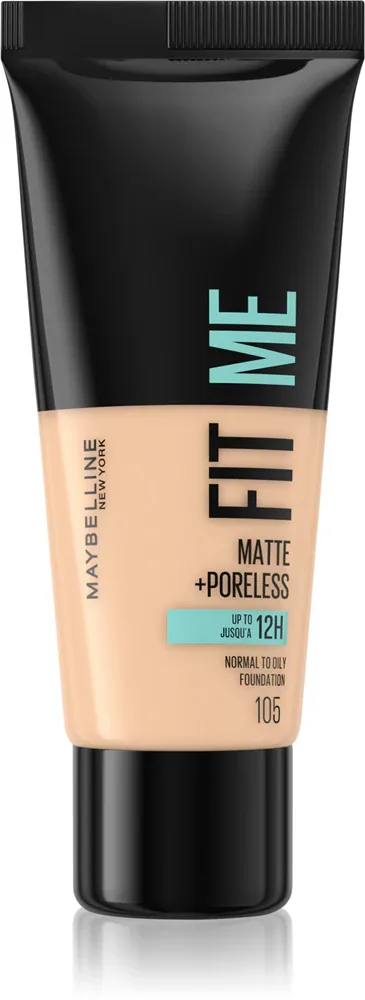 MAYBELLINE NEW YORK Fit Me! Matte+Poreless - Матирующий тональный крем для нормальной и жирной кожи, 30 мл, оттенок 105 Natural Ivory