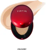 TIRTIR Mask Fit Red Cushion Mini - Долговременный тональный фонд в губке, 4 г, оттенок 21N Ivory — фото 7