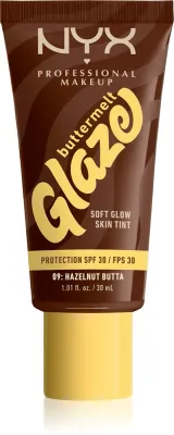 NYX Professional Makeup Buttermelt Glaze - Тонирующий крем для лица с SPF 30, 30 мл, оттенок 09 Hazelnut Butta