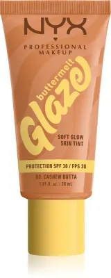 NYX Professional Makeup Buttermelt Glaze - Тонирующий крем для лица с SPF 30, 30 мл, оттенок 03 Cashew Butta