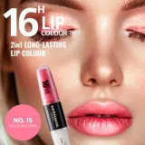 Dermacol 16H Lip Colour - Долговременная помада и блеск для губ, 2 мл, оттенок 15 Dazzling Diva — фото 2