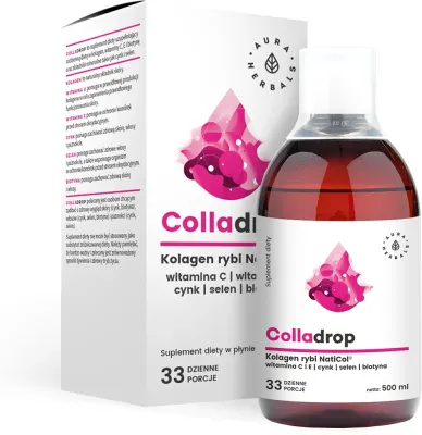 Aura Herbals Colladrop NatiCol + Vitamin C - Коллаген в жидкости для красивых волос, кожи и ногтей, 500 мл